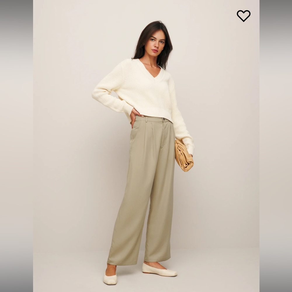 Reformation Mason Cropped Pant - Light Khaki